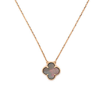 Van Cleef & Arpels Vintage Alhambra Pendant Necklace 18K Rose Gold and Grey Mother of Pearl