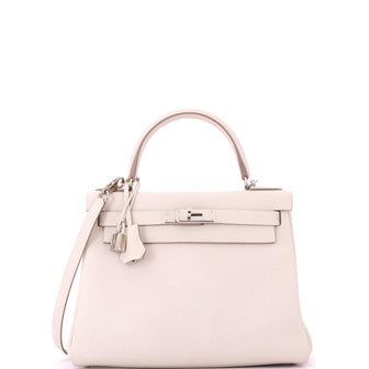 Hermes Kelly Handbag Light Togo with Palladium Hardware 28
