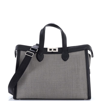 Fendi Peekaboo ISeeU Forty8 Handbag Houndstooth Wool