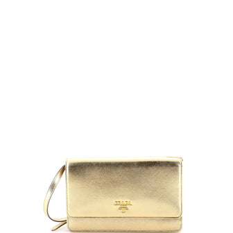 Prada Wallet on Strap Saffiano Leather Small