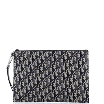 Christian Dior A4 Zip Pouch Oblique Canvas