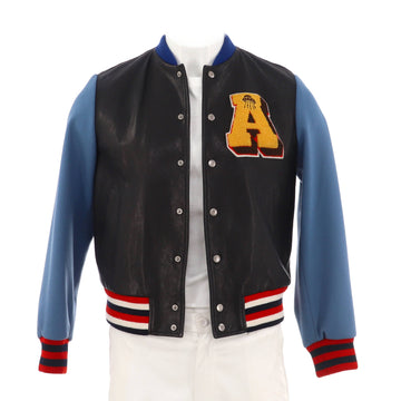 Gucci Men's Varsity Jacket Leather with Patchwork