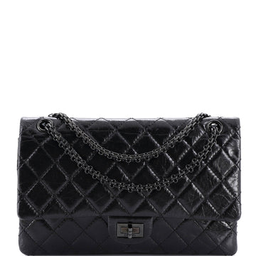 Chanel So Black Reissue 2.55 Flap Bag Quilted Glazed Calfskin 225