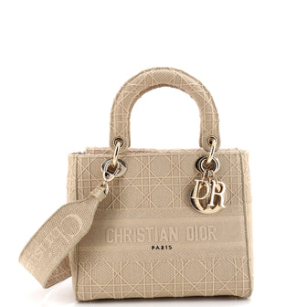 Christian Dior Lady D-Lite Bag Cannage Embroidered Canvas Medium