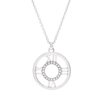 Tiffany & Co. Atlas Circle Pendant Necklace 18K White Gold with Diamonds Medium