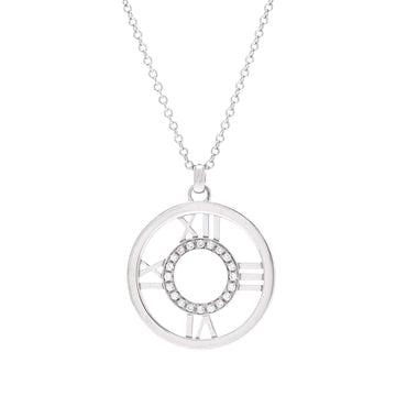 Tiffany & Co. Atlas Circle Pendant Necklace 18K White Gold with Diamonds Medium
