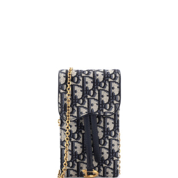 Christian Dior Vertical Saddle Chain Pouch Oblique Canvas