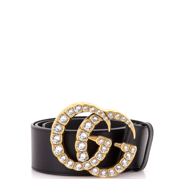 Gucci Crystal GG Marmont Belt Leather Extra Wide