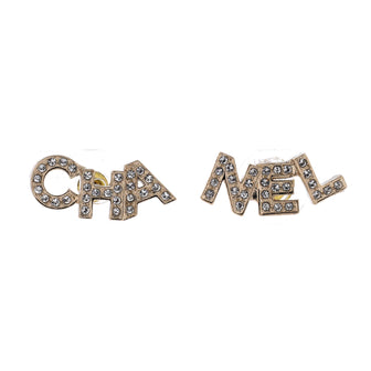 Chanel CHA-NEL Stud Earrings Metal with Crystals