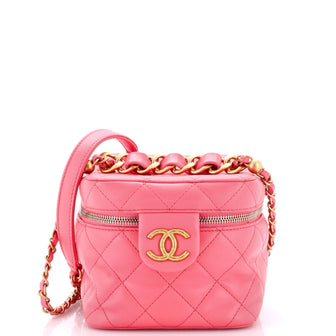 Chanel Chain Bar Vanity Case with Chain Quilted Calfskin Small