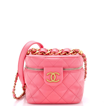 Chanel Chain Bar Vanity Case with Chain Quilted Calfskin Small