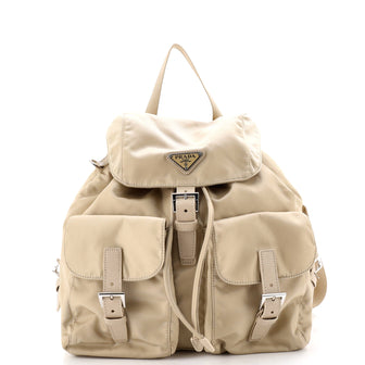 Prada Double Front Pocket Backpack Re-Nylon with Leather Medium