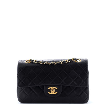 Chanel Vintage Classic Double Flap Bag Quilted Lambskin Small