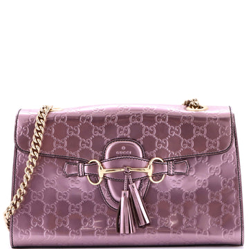 Gucci Emily Chain Flap Bag Guccissima Patent Medium