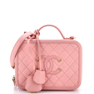 Chanel Filigree Vanity Case Quilted Caviar Medium