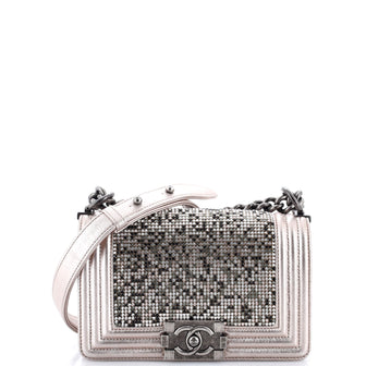 Chanel Boy Flap Bag Strass Embellished Leather Small