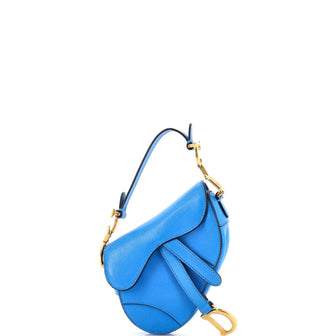 Christian Dior Saddle Handbag with Strap Leather Micro