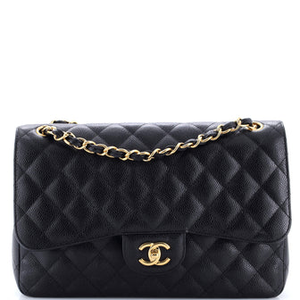 Chanel Classic Double Flap Bag Quilted Caviar Jumbo