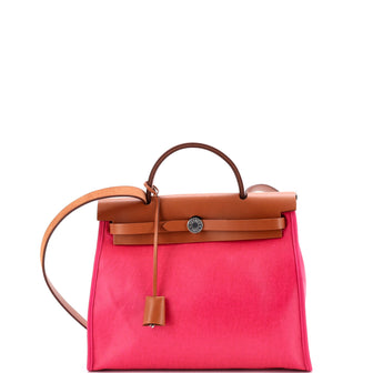 Hermes Herbag Zip Berline Vache Canvas and Leather 31