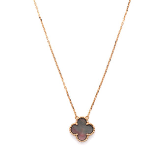 Van Cleef & Arpels Vintage Alhambra Pendant Necklace 18K Rose Gold and Grey Mother of Pearl