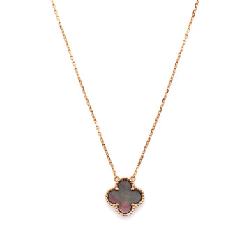 Van Cleef & Arpels Vintage Alhambra Pendant Necklace 18K Rose Gold and Grey Mother of Pearl