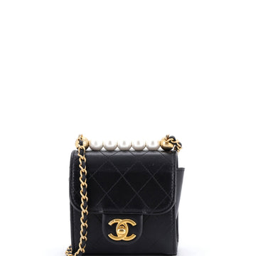 Chanel Chic Pearls Flap Clutch with Chain Quilted Goatskin Mini