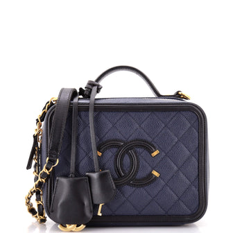 Chanel Filigree Vanity Case Quilted Caviar Medium