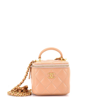 Chanel Classic Top Handle Vanity Case with Chain Quilted Lambskin Mini