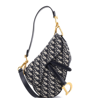 Christian Dior Saddle Handbag with Strap Oblique Canvas Medium