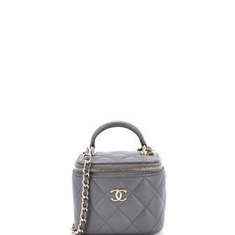 Chanel Classic Top Handle Vanity Case with Chain Quilted Lambskin Mini