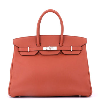 Hermes Birkin Handbag Orange Epsom with Palladium Hardware 35
