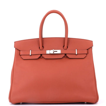 Hermes Birkin Handbag Orange Epsom with Palladium Hardware 35