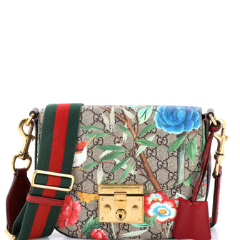 Gucci Padlock Saddle Shoulder Bag Tian Print GG Coated Canvas Medium
