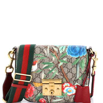 Gucci Padlock Saddle Shoulder Bag Tian Print GG Coated Canvas Medium