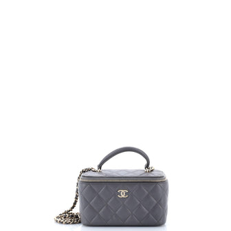 Chanel Classic Top Handle Vanity Case with Chain Quilted Lambskin Small