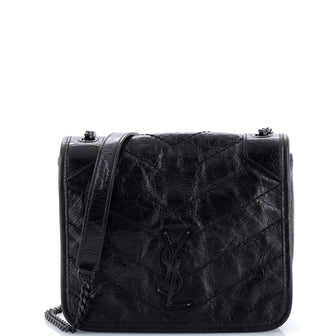 Saint Laurent Niki Chain Wallet Matelasse Chevron Leather