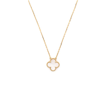 Van Cleef & Arpels Vintage Alhambra Pendant Necklace 18K Yellow Gold and Mother of Pearl
