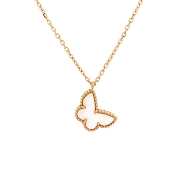 Van Cleef & Arpels Sweet Alhambra Butterfly Pendant Necklace 18K Yellow Gold and Mother of Pearl