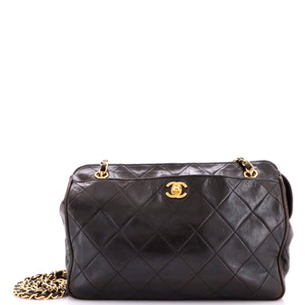Chanel Vintage Front Pocket Camera Bag Quilted Caviar Small