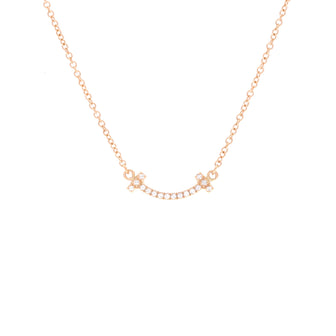 Tiffany & Co. T Smile Pendant Necklace 18K Rose Gold with Diamonds Mini