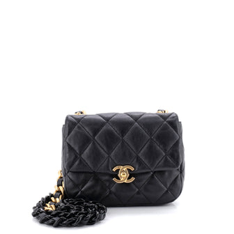 Chanel Lacquered Metal CC Flap Bag Quilted Lambskin Mini