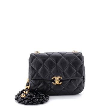 Chanel Lacquered Metal CC Flap Bag Quilted Lambskin Mini
