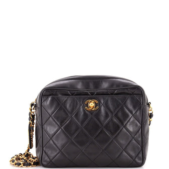 Chanel Vintage Front Pocket Camera Bag Quilted Leather Small