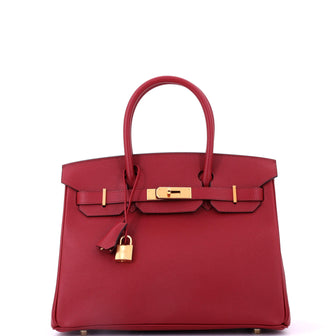 Hermes Birkin Handbag Red Epsom with Gold Hardware 30