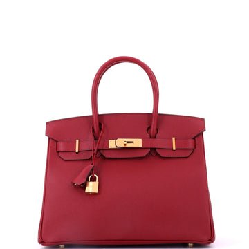 Hermes Birkin Handbag Red Epsom with Gold Hardware 30