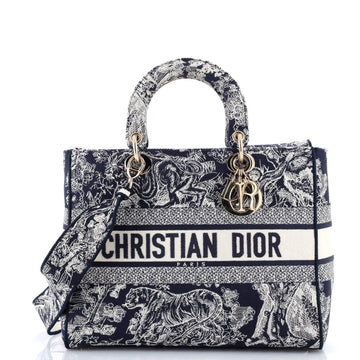 Christian Dior Lady D-Lite Bag Embroidered Canvas Large