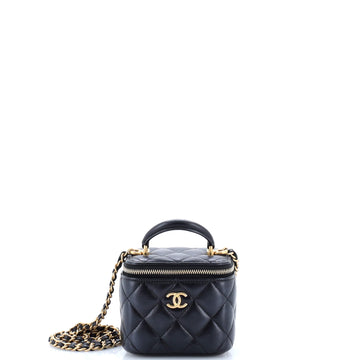 Chanel Classic Top Handle Vanity Case with Chain Quilted Lambskin Mini