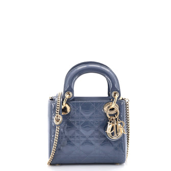 Christian Dior Lady Dior Chain Bag Cannage Quilt Patent Mini