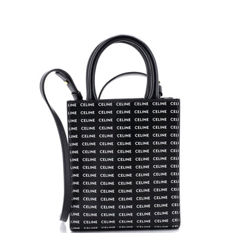 Celine Vertical Cabas Tote All Over Logo Print Leather Mini