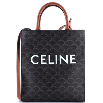 Celine Vertical Cabas Tote Triomphe Coated Canvas Small